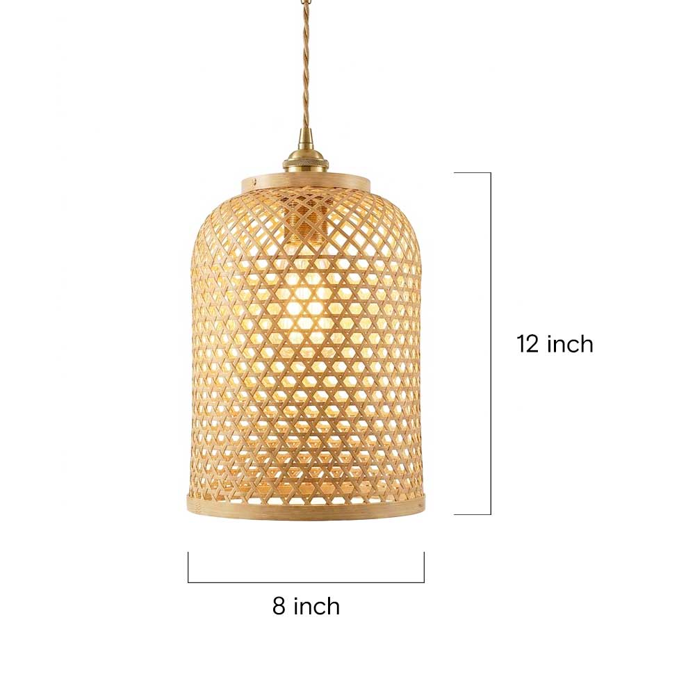 Woven Bamboo Lattice Dome Hanging Lamp