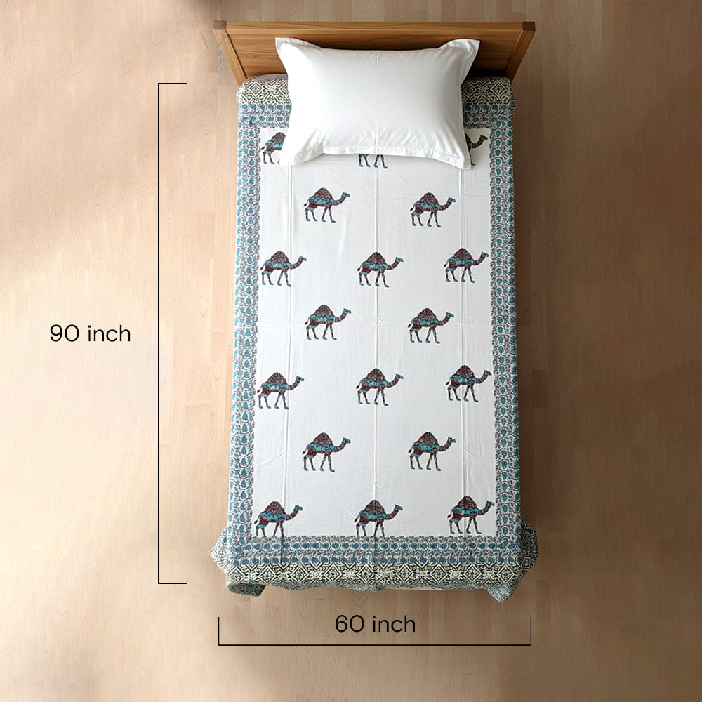 Rajasthani Camel Bagru  Block Print Single Bedsheet