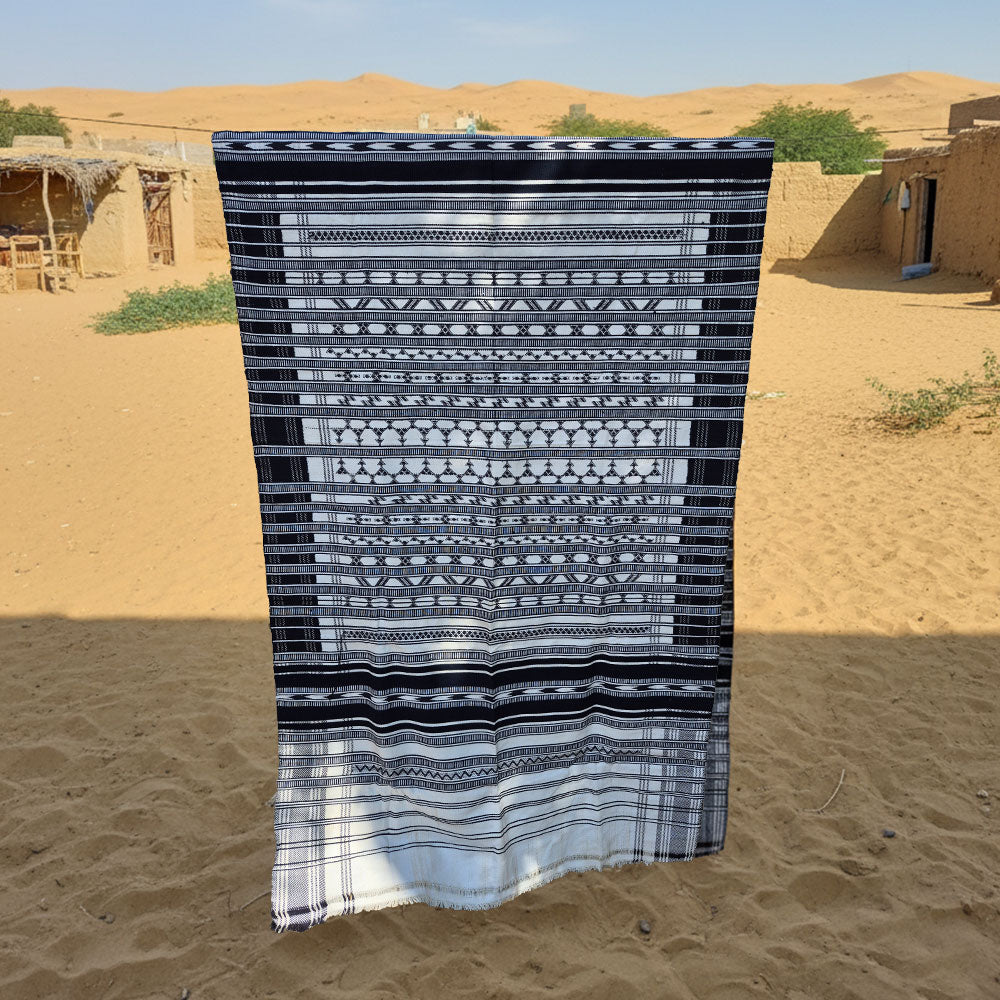 Elegant Monochrome Handwoven Rajasthani Pattu Shawl