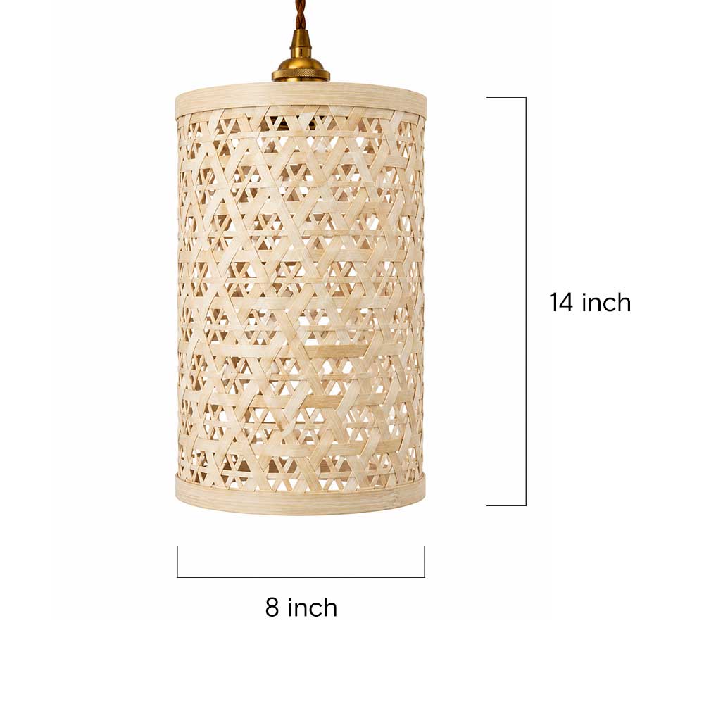 Hand-Woven Bamboo Lattice Cylinder Pendant Light