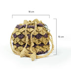 Handcrafted Jute Drawstring Bag - Beige & Purple Scales