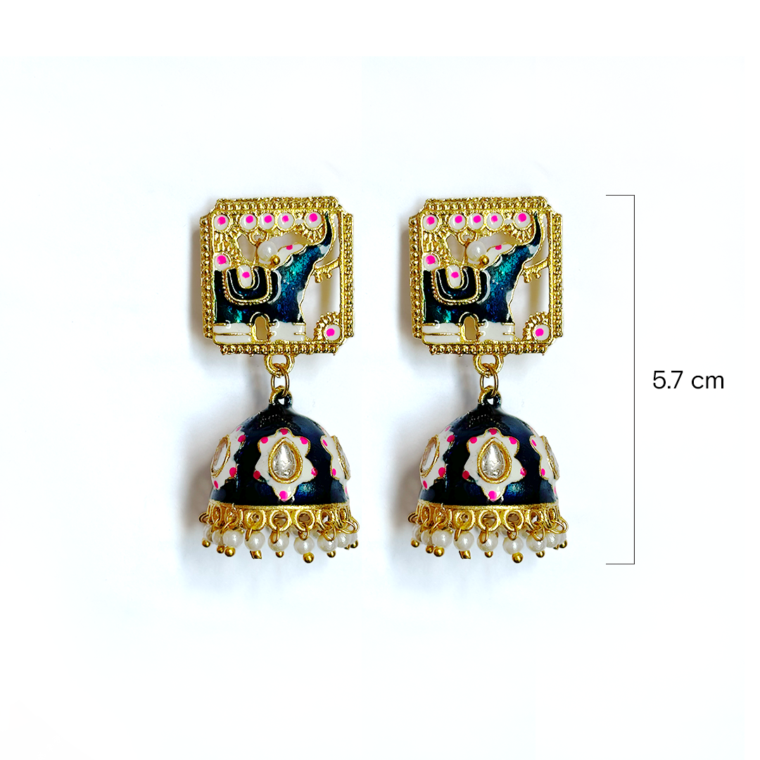 Elegant Meenakari Jhumka Earrings - Image 2