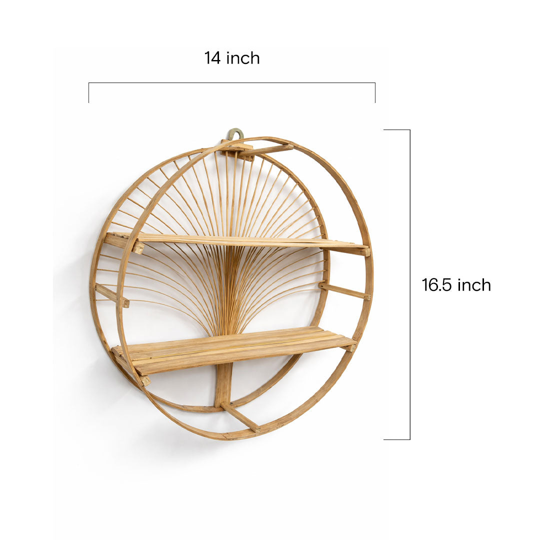 Round Bamboo Wall Shelf - Boho Decorative Display