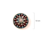 Maroon & Teal Hand-Painted Adjustable Mirror Work Ring - Image 2