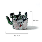 Wisdom & Wealth: Handcrafted Pattachitra Owl Motif Decorative Kettle - Madhues