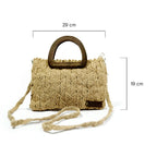 Jute Macrame Handbag with Wooden Handle & Shoulder Strap