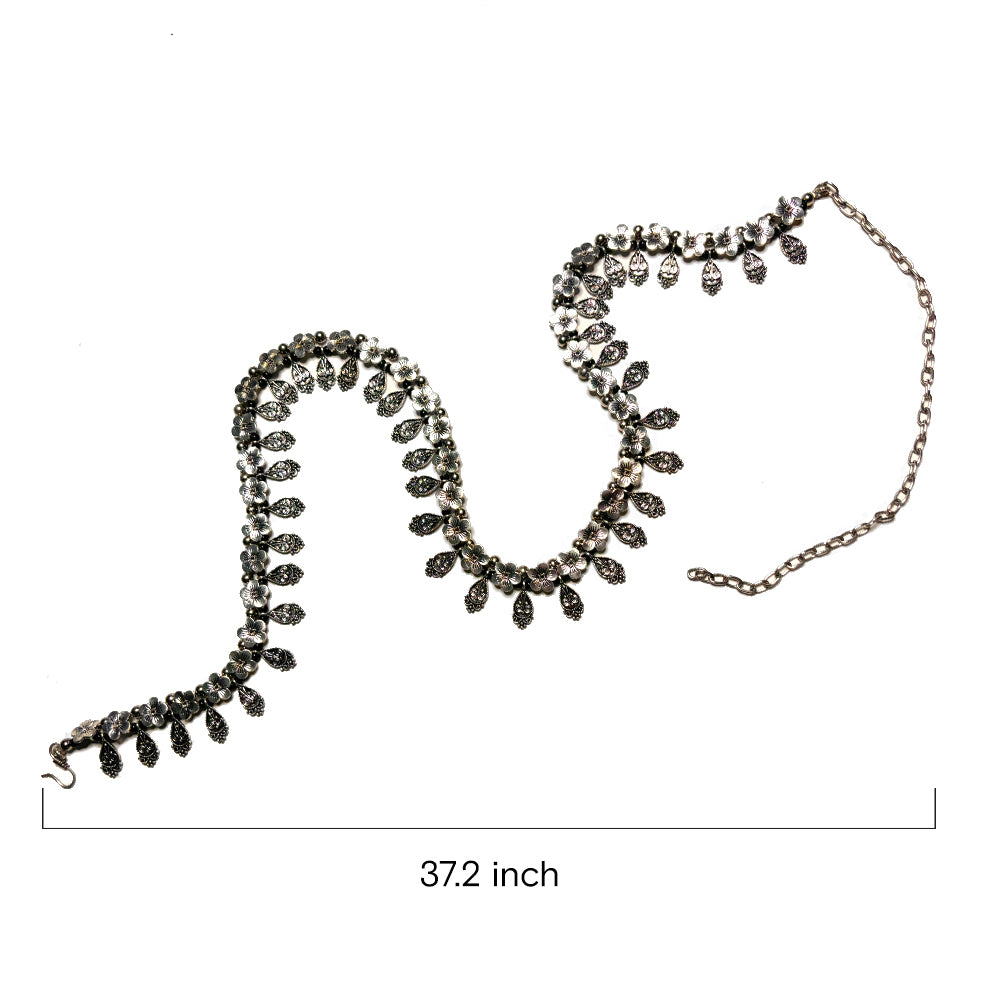 Oxidized Silver Waistband with Tassels - Madhues