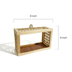 Rectangular Bamboo and Cane Woven Wall Shelf