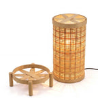 Handcrafted Bamboo Lattice Cylinder Table Lamp