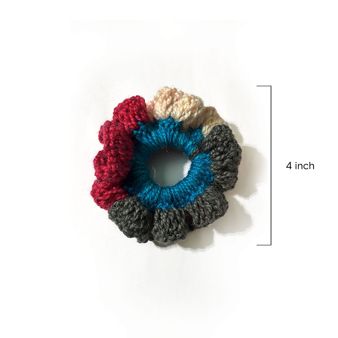 Handmade Multicolor Crocheted Hair Scrunchie