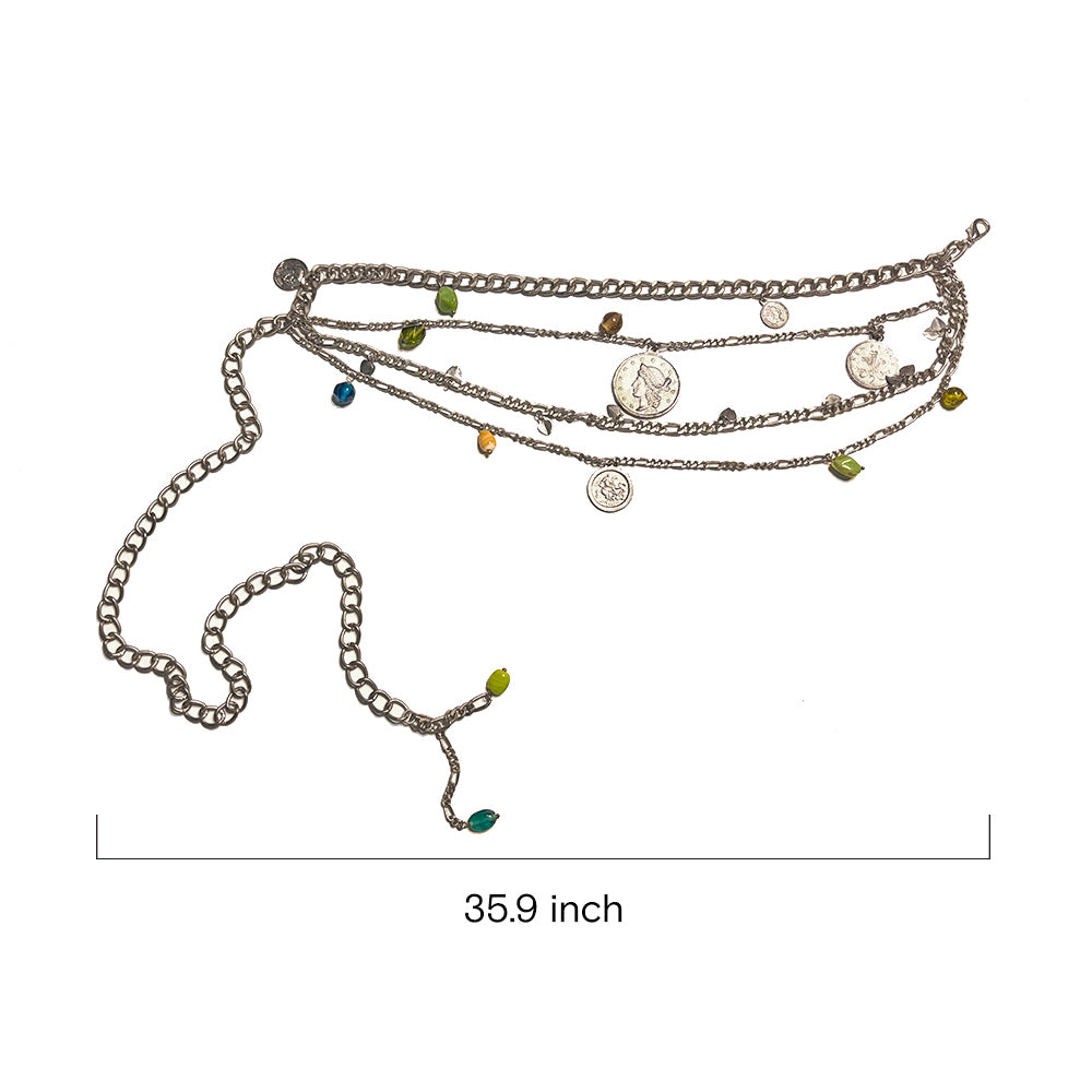 Bohemian Coin & Bead Layered Kamarband - Madhues