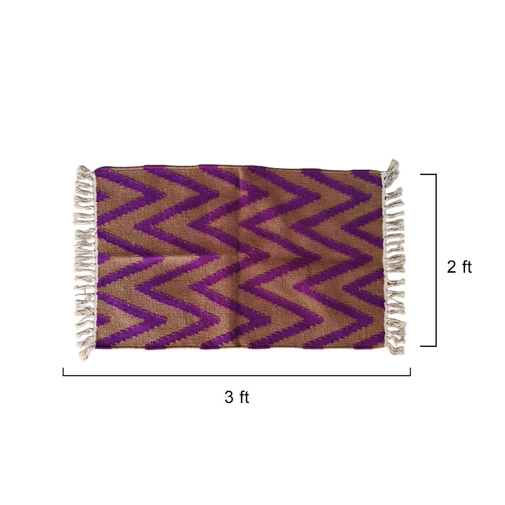 Handwoven Purple & Brown Zigzag Puja Aasan Mat