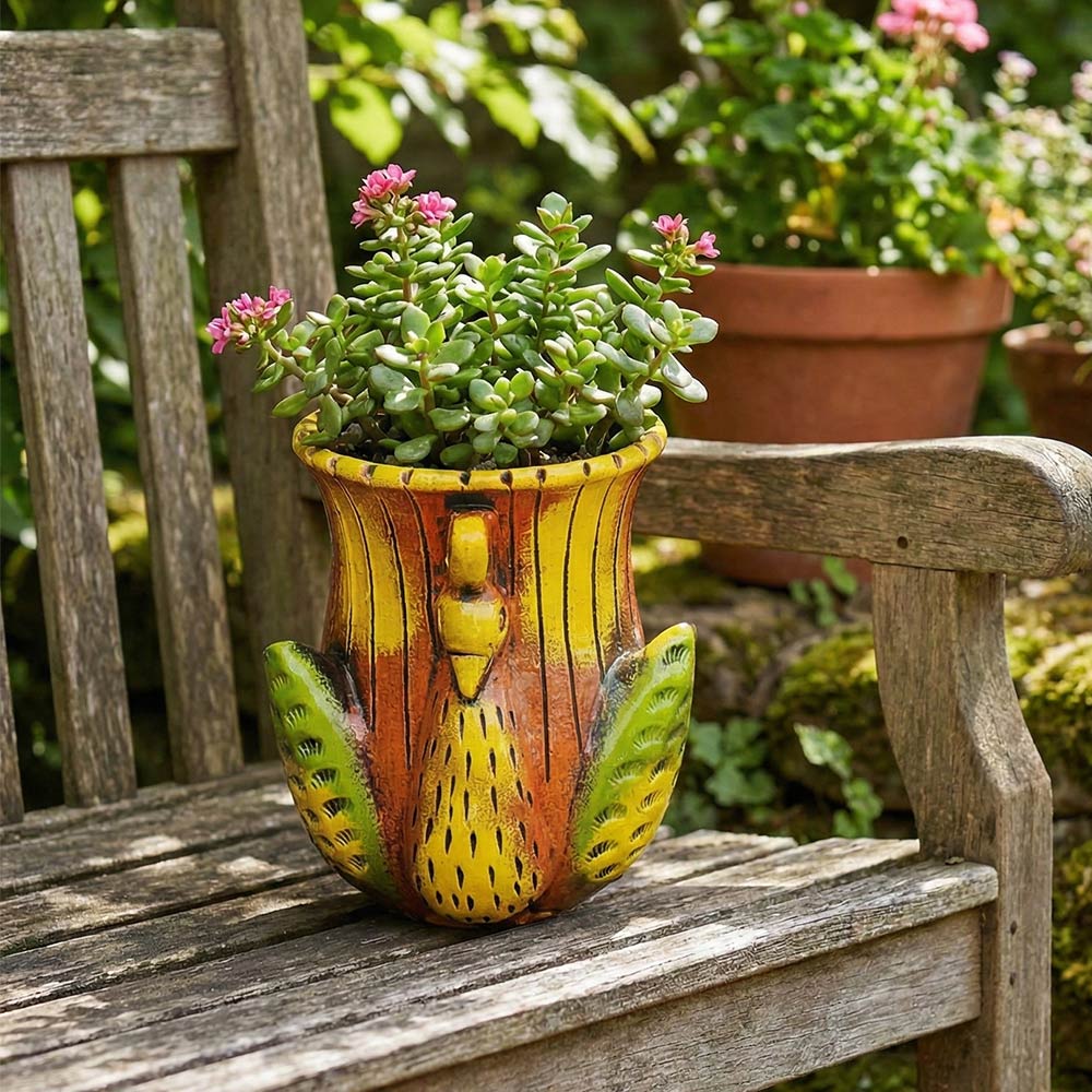 Vibrant Peacock Feathers Planter - Madhues