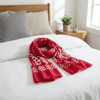 Red Block Printed Cotton Scarf - Handcrafted Design