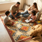 Handwoven Geometric Durrie Rug - Rustic Star Pattern
