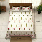 Mughal Bloom Hand-Blocked Cotton Bedsheet with Pillowcases - Madhues
