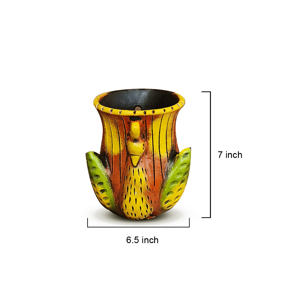 Vibrant Peacock Feathers Planter - Madhues