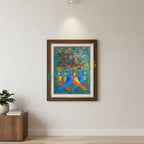Hand-Painted Gond Art Bird & Tree Paper Painting