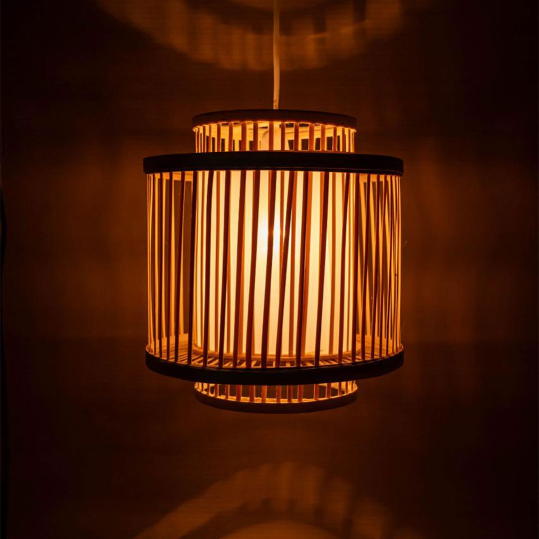 Handcrafted Tiered Bamboo Pendant Light - Zen Style