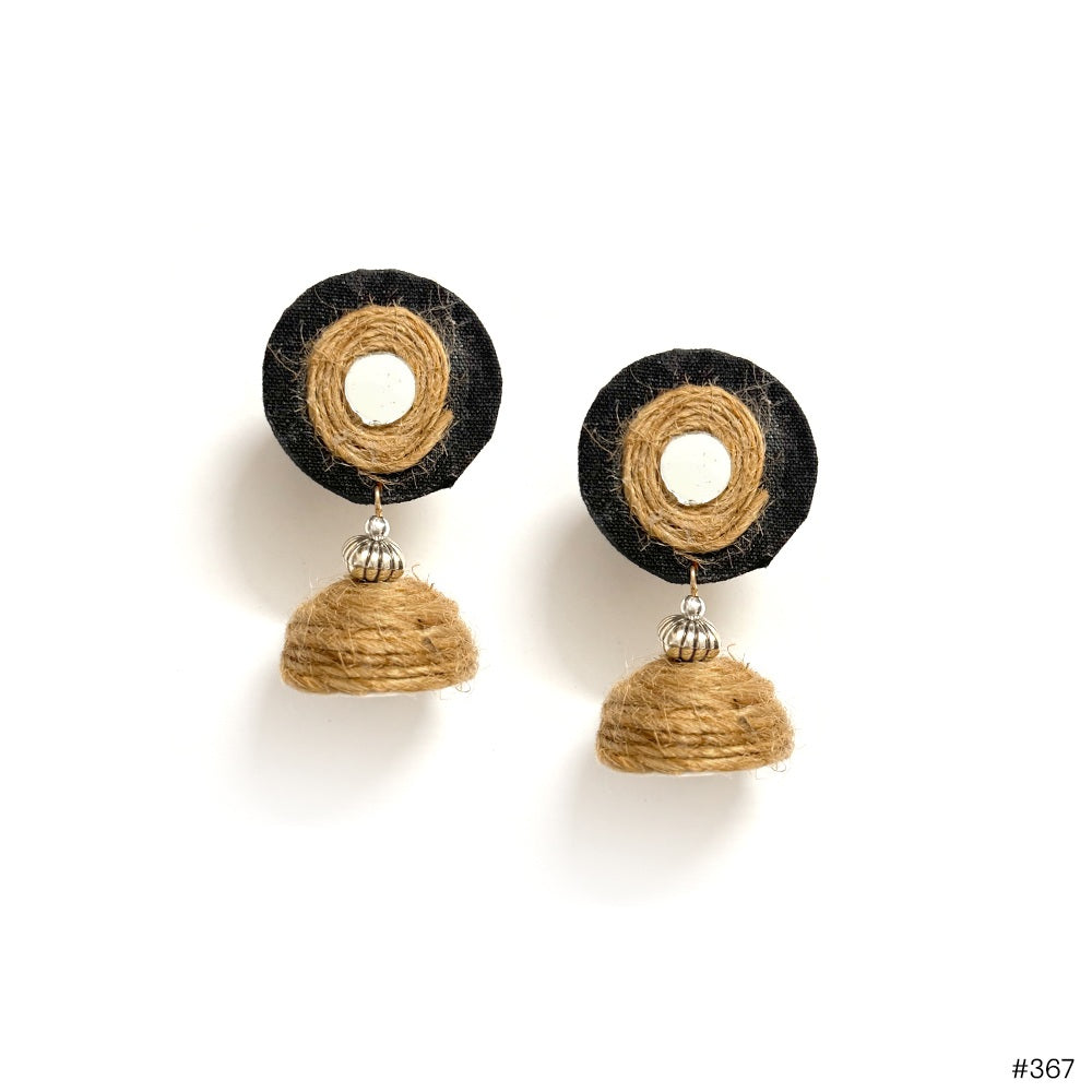 Rustic Jute Mirror Jhumka - Madhues