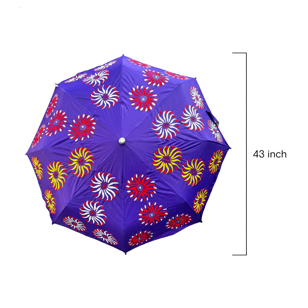 Violet Starburst Hand-Embroidered Umbrella - Madhues