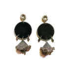 'Chandni Noir' Artisan Mirror Earrings - Image 3