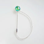Handcrafted Mosaic Lapel Pin in Emerald Green and Azure Blue