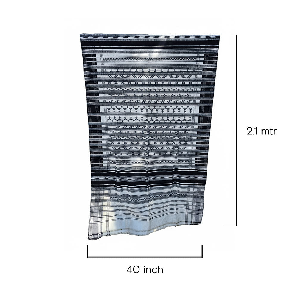 Elegant Monochrome Handwoven Rajasthani Pattu Shawl