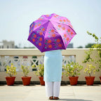 Fuchsia Daisy Chain Embroidered Umbrella - Madhues