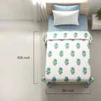 Turquoise Floral Buti Block Print Quilt