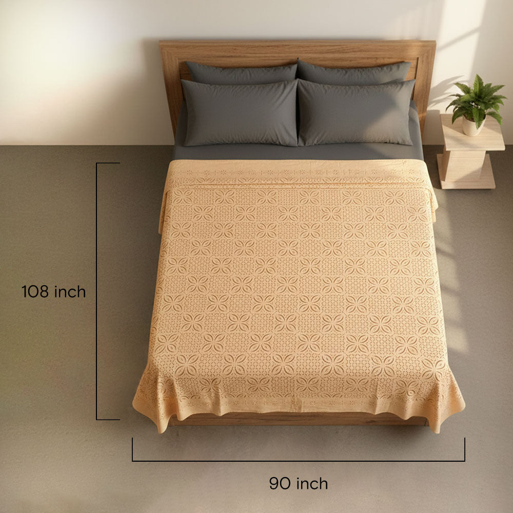 The Lace Bloom Appliqué Cutwork Cotton Bedcover