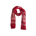 Red Block Printed Cotton Scarf - Handcrafted Design