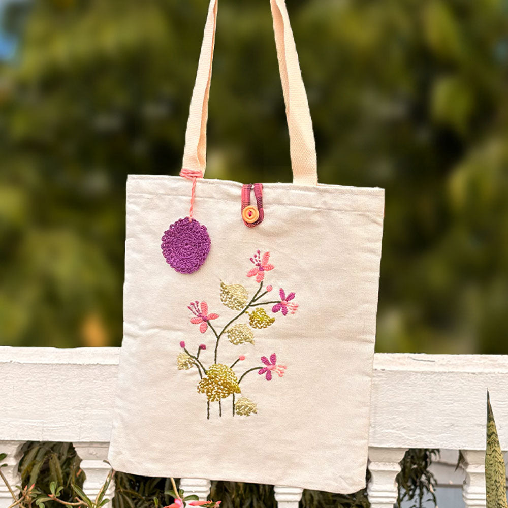 Floral Twig Tote