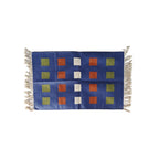 Artisan Handwoven Puja Aasan Mat - Blue Geometric Design