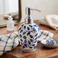 Azure Bloom Blue Pottery Soap Dispenser