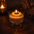 Elegant Scented Sunflower Candle in Ornate Glass Holder