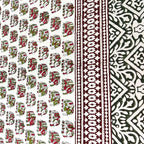 Maroon & Olive Bagru Elephant Print Bedsheet - Madhues