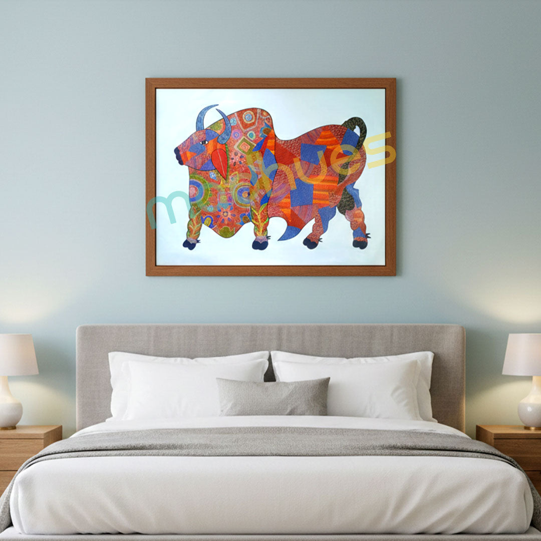 Handmade Gond Art Bull Painting on Paper