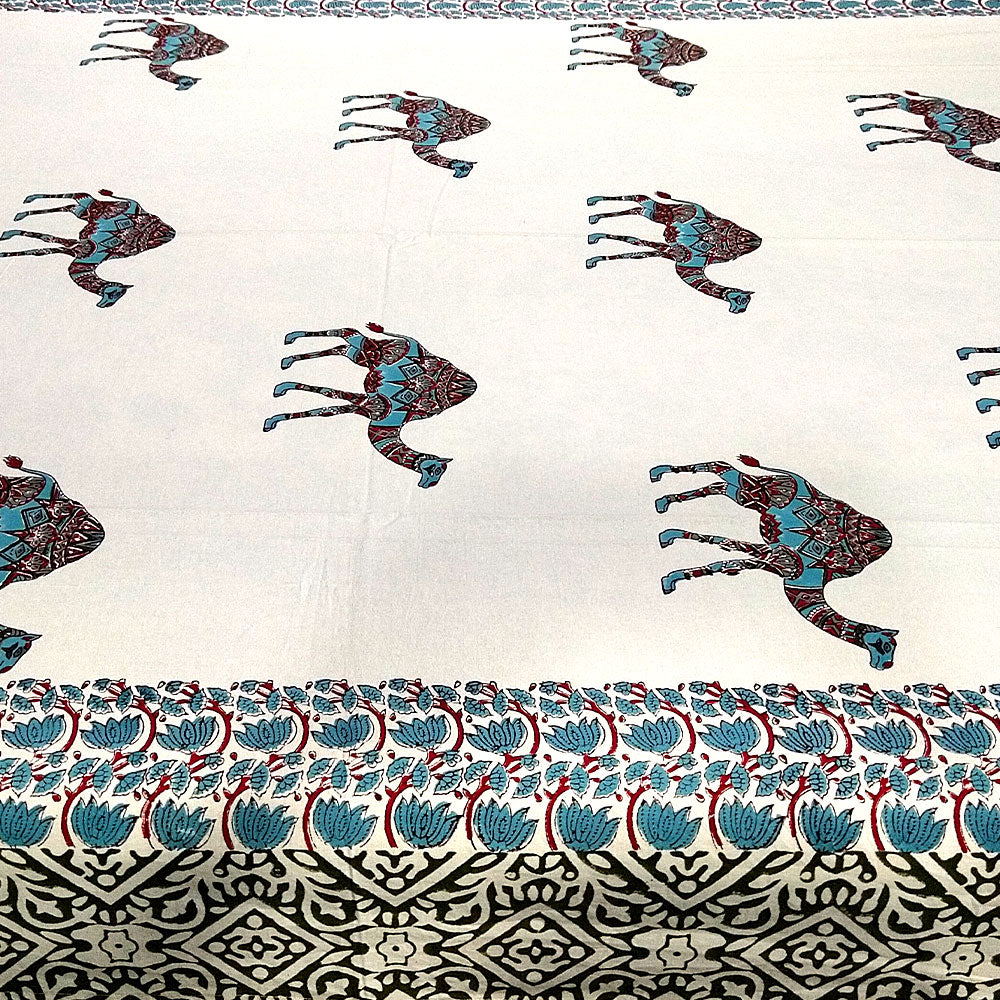 Rajasthani Camel Bagru  Block Print Single Bedsheet
