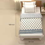 Indigo Floral Buti Block Print Blanket