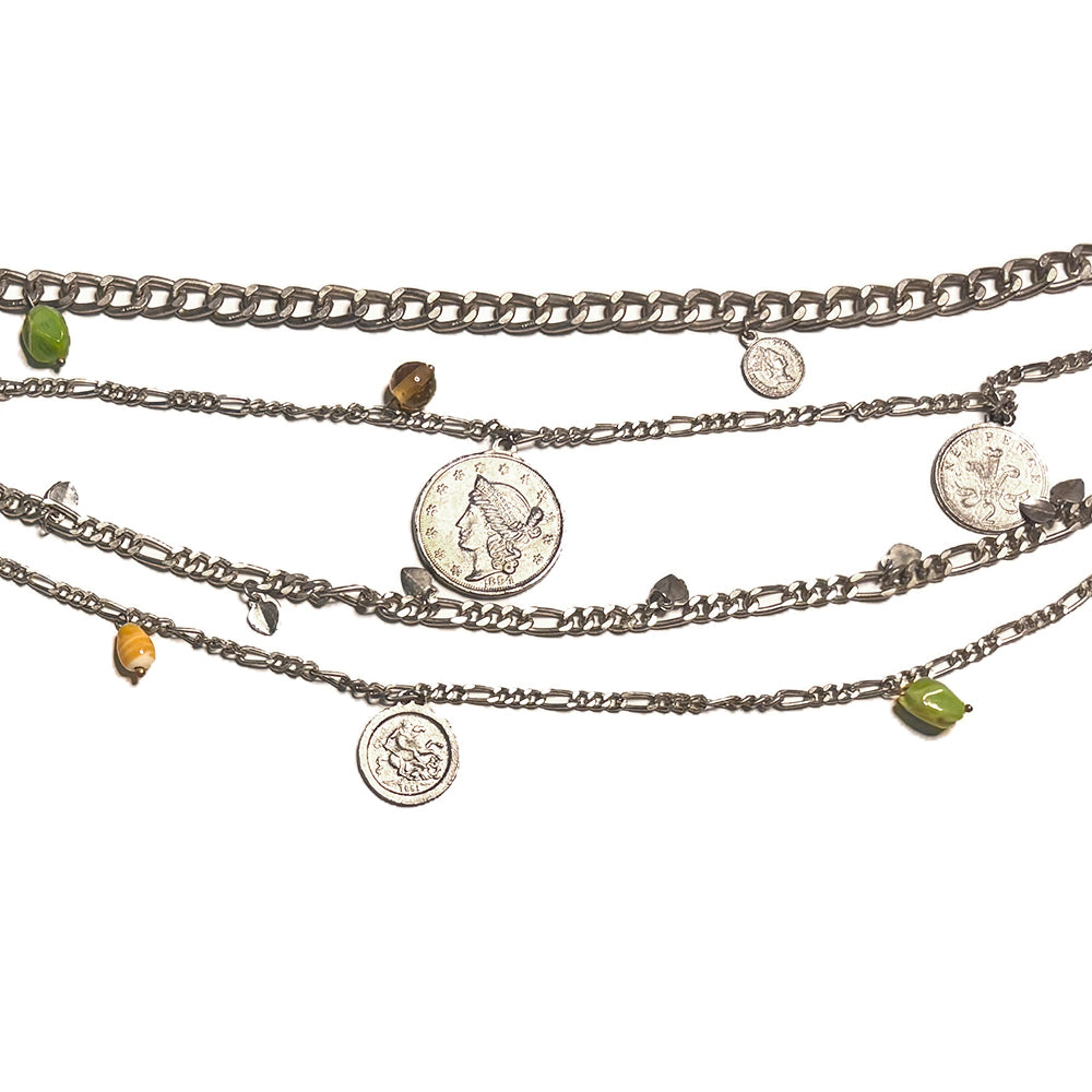 Bohemian Coin & Bead Layered Kamarband - Madhues