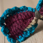Handcrafted Crochet Bow Hair Clip - Vibrant Plum & Teal