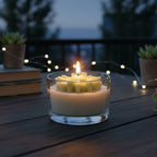 Green Daisy Scented Candle in Glass Holder - Relaxing Aroma