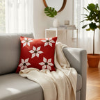 The Scarlet Bloom Appliqué Flower Pillow Cover Set of 2 - Madhues