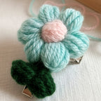 Charming Aqua Crochet Flower Hair Clip - Handmade Accessory
