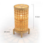 Handcrafted Bamboo Lattice Cylinder Table Lamp