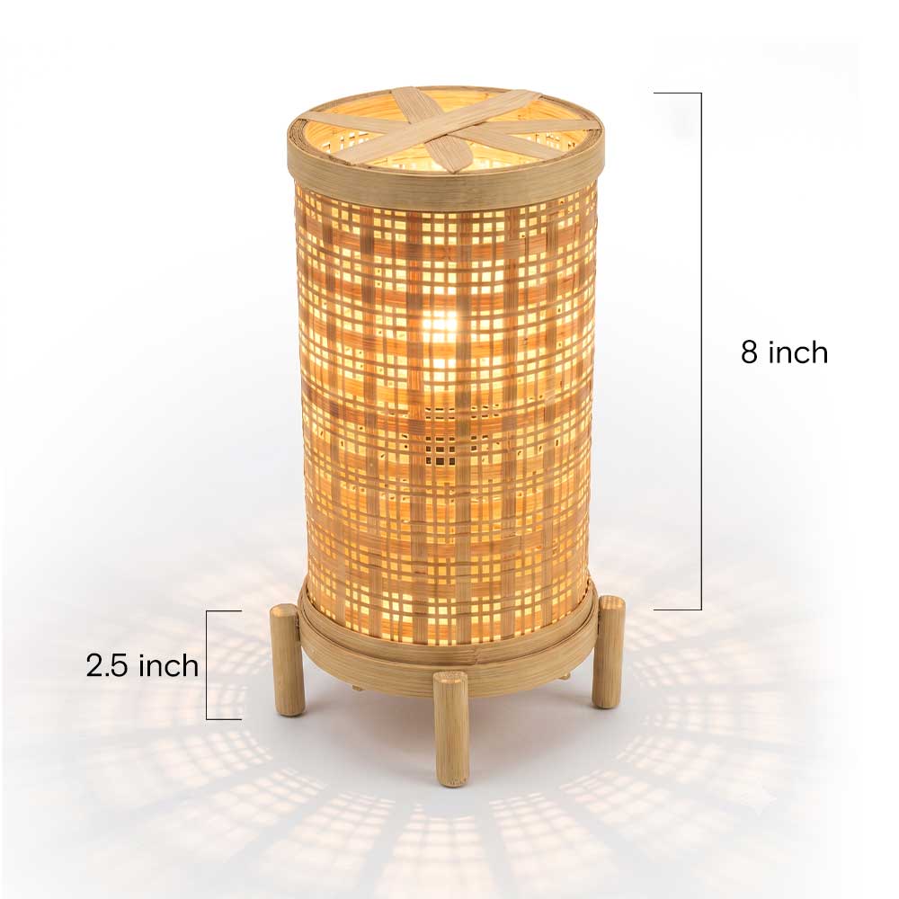 Handcrafted Bamboo Lattice Cylinder Table Lamp