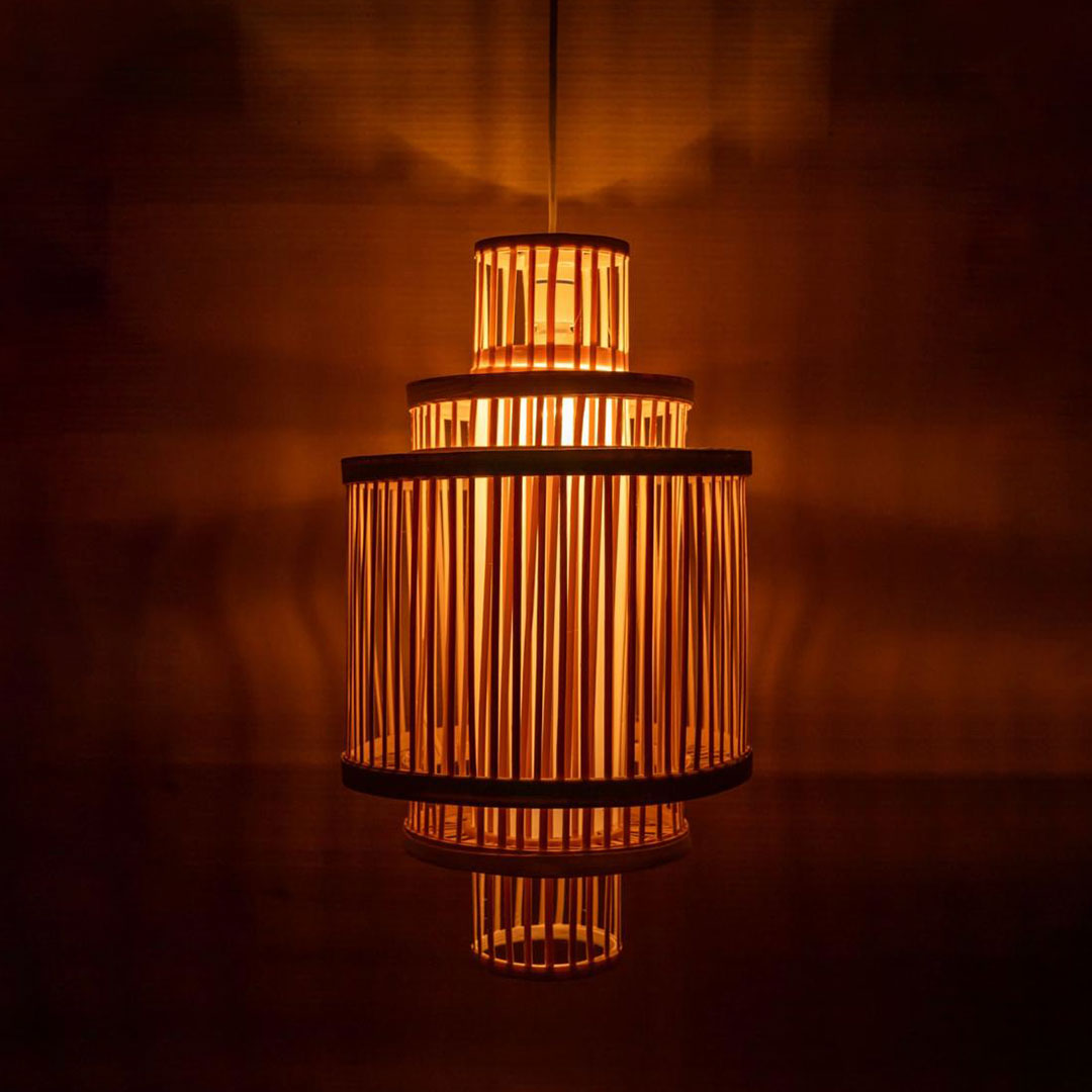Handcrafted Multi-Tiered Bamboo Pendant Light