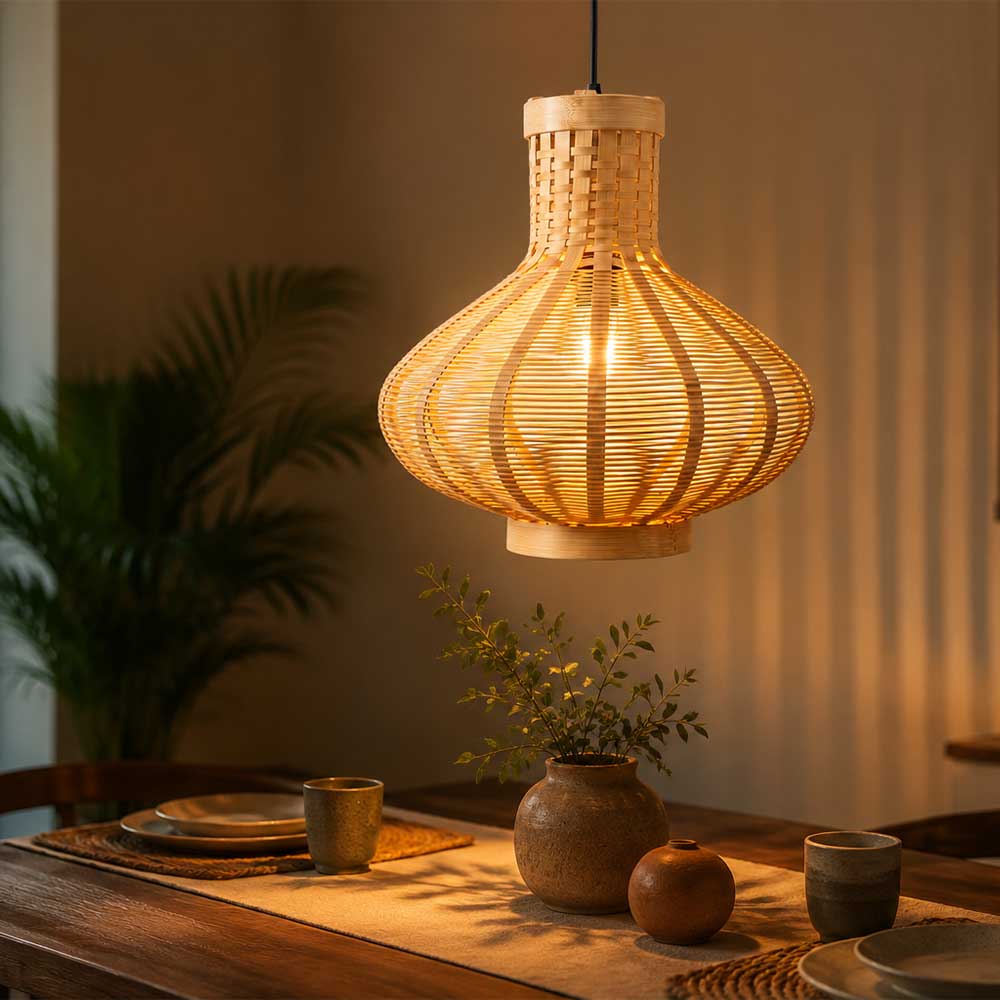 Handcrafted Bamboo Gourd Pendant Light