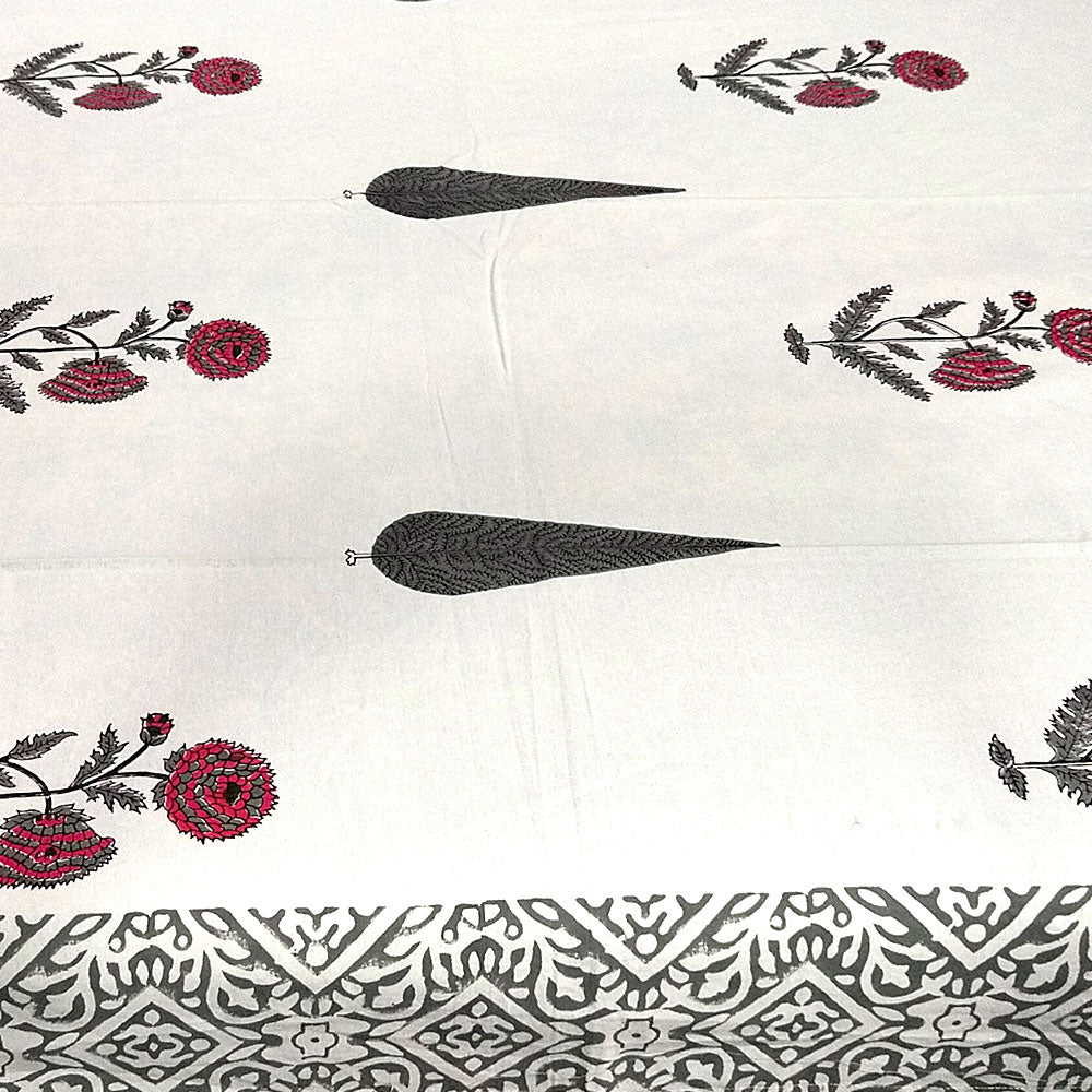 Ajrakh & Floral Bagru  Print Single Bedsheet